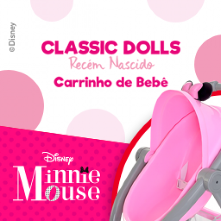 CLASSIC DOLLS - MINNIE MOUSE - CARRINHO DE BEBE